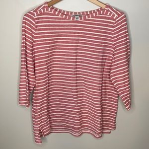 Croft & Barrow Red & White Stripe 3/4 sleeve top